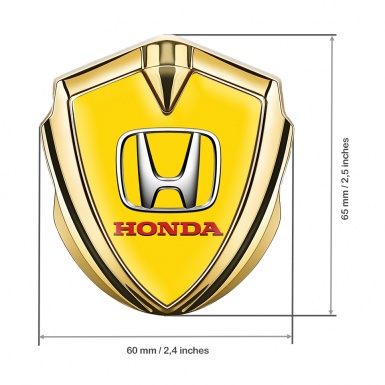 Honda Bodyside Badge Self Adhesive Gold Yellow Base Chrome Logo