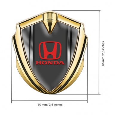 Honda Emblem Fender Badge Gold Steel Panels Red Logo Edition