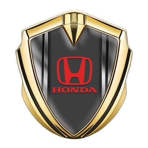Honda Emblem Fender Badge Gold Steel Panels Red Logo Edition