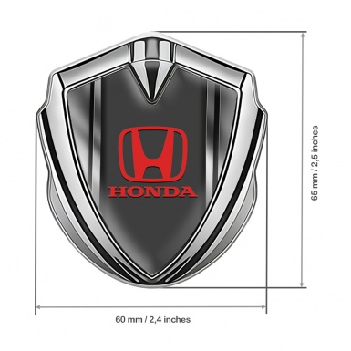 Honda Emblem Fender Badge Silver Steel Panels Red Logo Edition