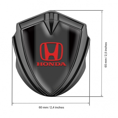 Honda Fender Metal Emblem Graphite Noir Black Red Classic Logo