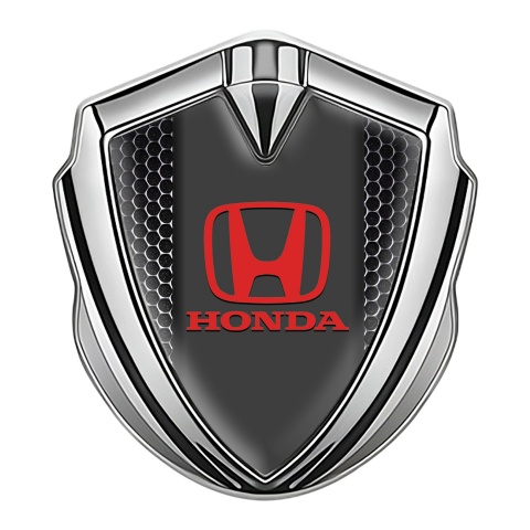 Honda Trunk Metal Emblem Badge Silver Steel Grate Red Classic Logo 