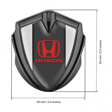 Honda Metal Emblem Self Adhesive Graphite Grey Pilon Base Red Logo