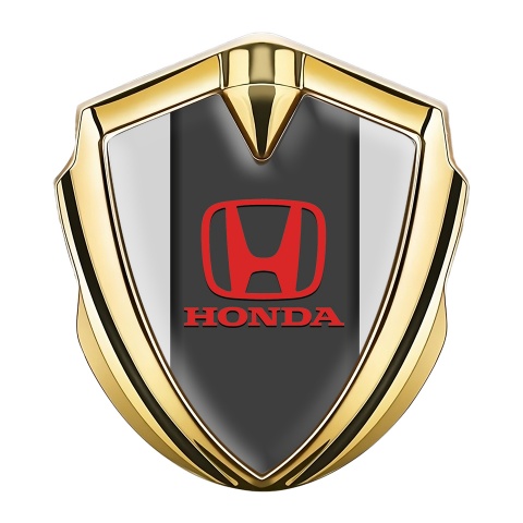 Honda Metal Emblem Self Adhesive Gold Grey Pilon Base Red Logo