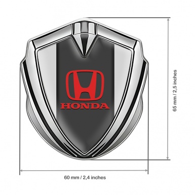 Honda Metal Emblem Self Adhesive Silver Grey Pilon Base Red Logo