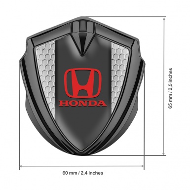 Honda 3D Car Metal Domed Emblem Graphite Grey Honeycomb Classic Logo