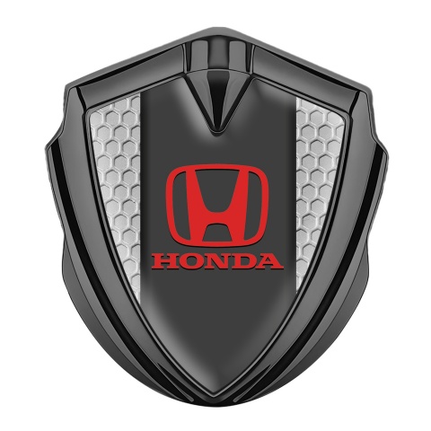 Honda 3D Car Metal Domed Emblem Graphite Grey Honeycomb Classic Logo