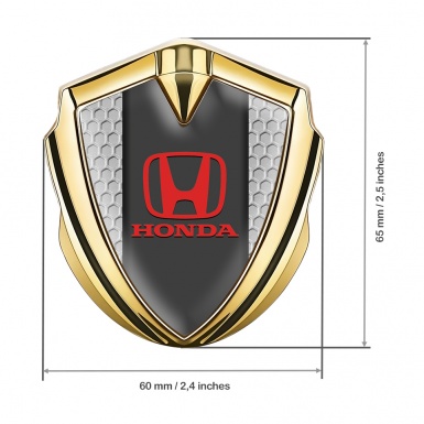 Honda 3D Car Metal Domed Emblem Gold Grey Honeycomb Classic Logo