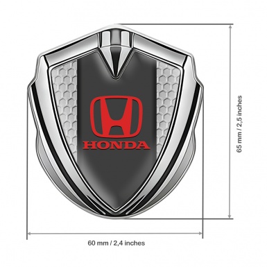 Honda 3D Car Metal Domed Emblem Silver Grey Honeycomb Classic Logo