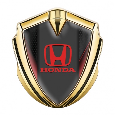 Honda Emblem Self Adhesive Gold Black Mesh Red Logo Edition