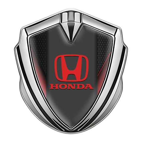 Honda Emblem Self Adhesive Silver Black Mesh Red Logo Edition