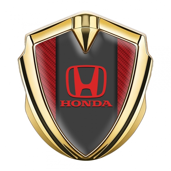Honda Emblem Badge Self Adhesive Gold Red Carbon Dark Element