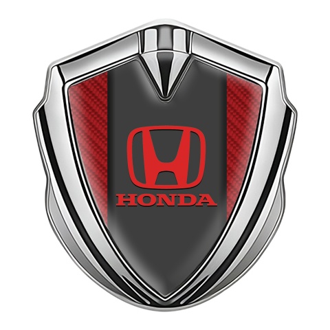 Honda Emblem Badge Self Adhesive Silver Red Carbon Dark Element