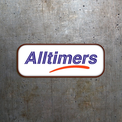 Alltimers Domed Stickers White with Blue Logo 2 pcs