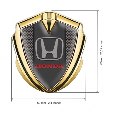 Honda Fender Emblem Metal Gold Slick Carbon Grey Logo