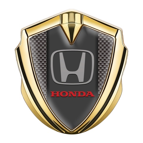 Honda Fender Emblem Metal Gold Slick Carbon Grey Logo