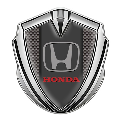 Honda Fender Emblem Metal Silver Slick Carbon Grey Logo