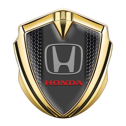 Honda Trunk Metal Emblem Badge Gold Dark Grate Grey Logo Design