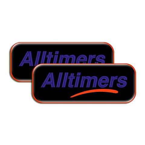 Alltimers Domed Stickers Black with Blue Logo 2 pcs