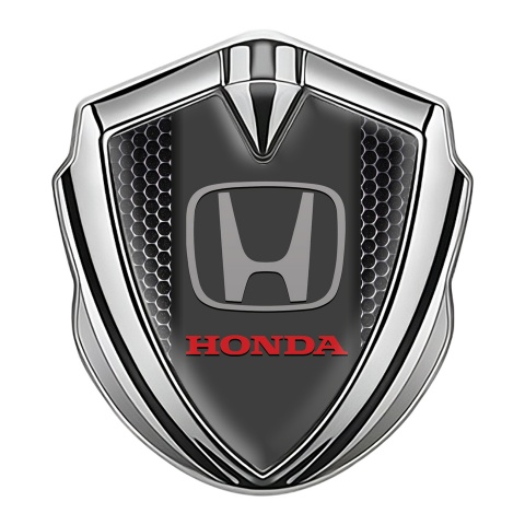 Honda Trunk Metal Emblem Badge Silver Dark Grate Grey Logo Design