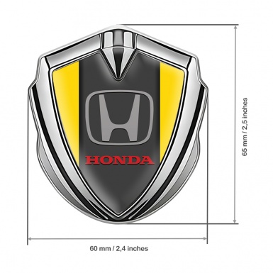 Honda Bodyside Domed Emblem Silver Yellow Grey Base Clean Logo