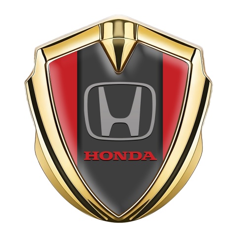 Honda Bodyside Emblem Self Adhesive Gold Red Motif Grey Logo
