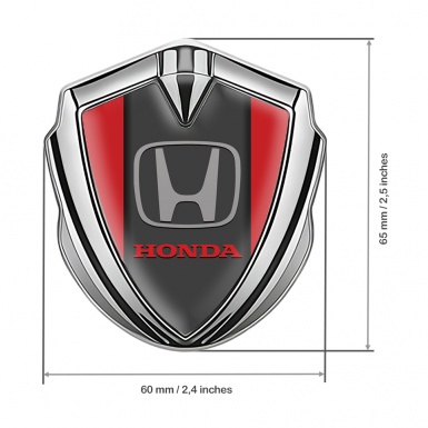 Honda Bodyside Emblem Self Adhesive Silver Red Motif Grey Logo