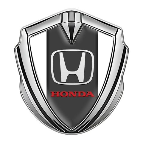 Honda Metal Emblem Self Adhesive Silver White Greyish Base Edition
