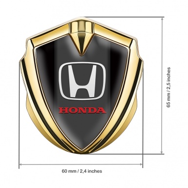 Honda 3D Car Metal Domed Emblem Gold Black Base Red Logo Design