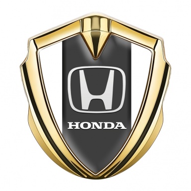 Honda Emblem Self Adhesive Gold White Base Grey Plate Design