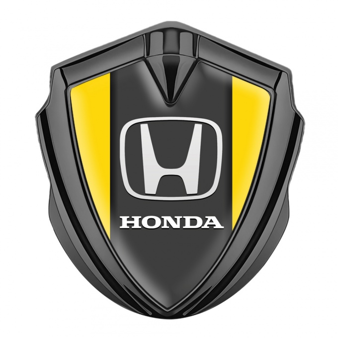 Honda Emblem Fender Badge Graphite Yellow Greyish Base Classic Design