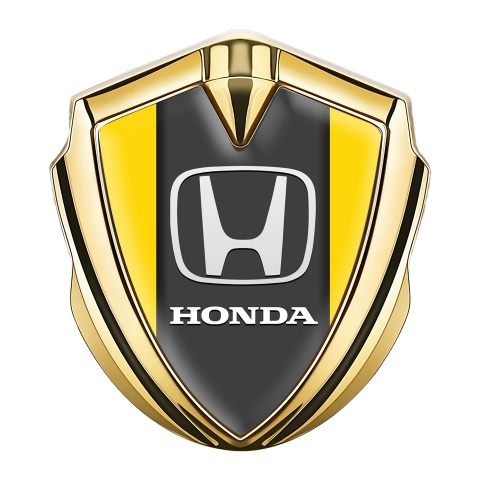 Honda Emblem Fender Badge Gold Yellow Greyish Base Classic Design