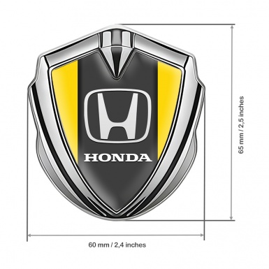 Honda Emblem Fender Badge Silver Yellow Greyish Base Classic Design
