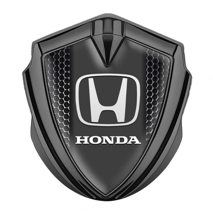 Honda Emblem Trunk Badge Graphite Perforated Metal Dark Pilon Design