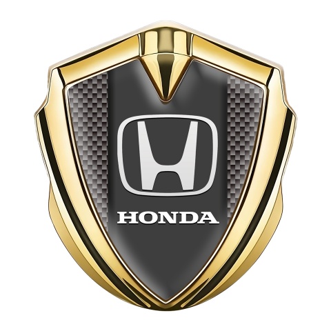 Honda 3D Car Metal Domed Emblem Gold Grey Carbon Dark Console