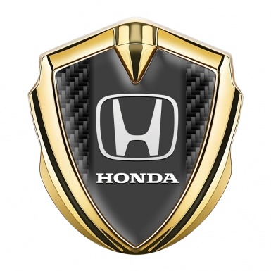 Honda Abzeichen selbstklebend Goldtonfarbe Schwarz Kohlenstoff Hintergrund und Weiss Logo