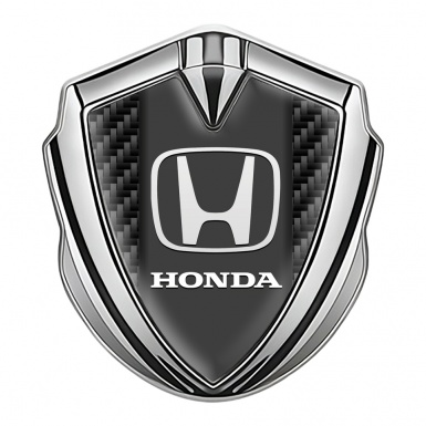 Honda Abzeichen selbstklebend Silbertonfarbe Schwarz Kohlenstoff Hintergrund und Weiss Logo