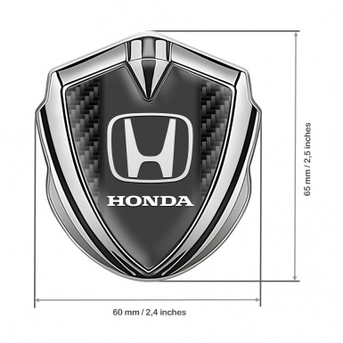 Honda Abzeichen selbstklebend Silbertonfarbe Schwarz Kohlenstoff Hintergrund und Weiss Logo