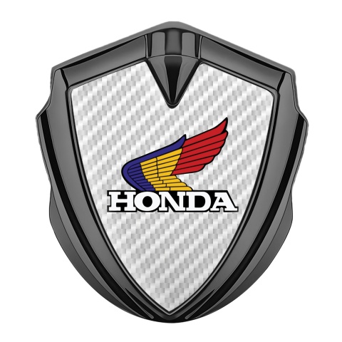 Honda Emblem Fender Badge Graphite White Carbon Tricolor Logo