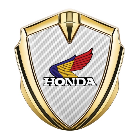 Honda Emblem Fender Badge Gold White Carbon Tricolor Logo