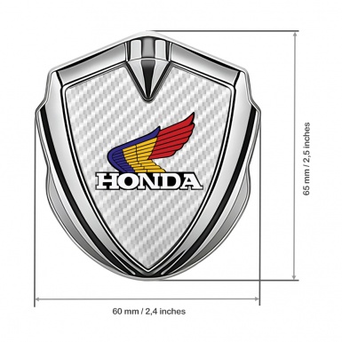 Honda Emblem Fender Badge Silver White Carbon Tricolor Logo
