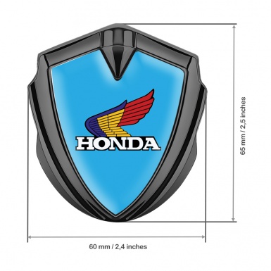 Honda Fender Emblem Metal Graphite Blue Base Tricolor Design