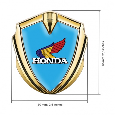 Honda Fender Emblem Metal Gold Blue Base Tricolor Design