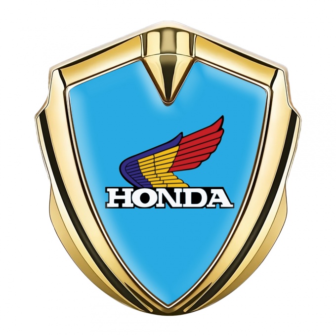 Honda Fender Emblem Metal Gold Blue Base Tricolor Design