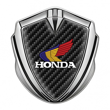 Honda Emblem Trunk Badge Silver Black Carbon Tricolor Design