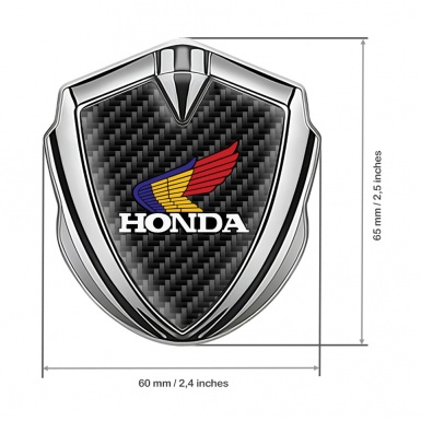 Honda Emblem Trunk Badge Silver Black Carbon Tricolor Design