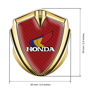Honda Emblem Bodyside Badge Gold Red Carbon Tricolor Logo