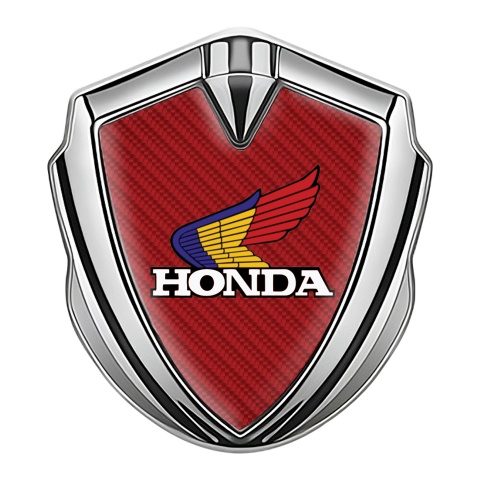 Honda Emblem Bodyside Badge Silver Red Carbon Tricolor Logo