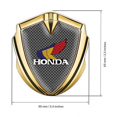 Honda Trunk Emblem Badge Gold Grey Carbon Tricolor Motif