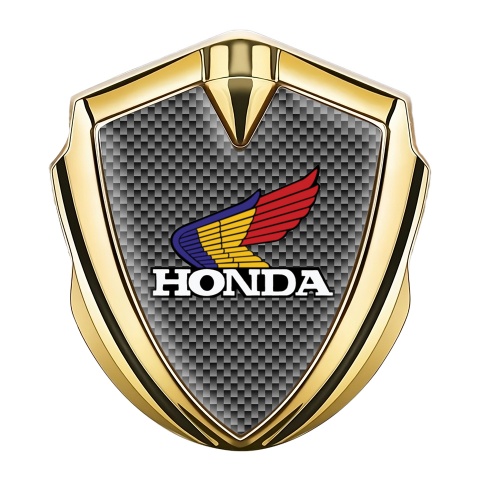 Honda Trunk Emblem Badge Gold Grey Carbon Tricolor Motif